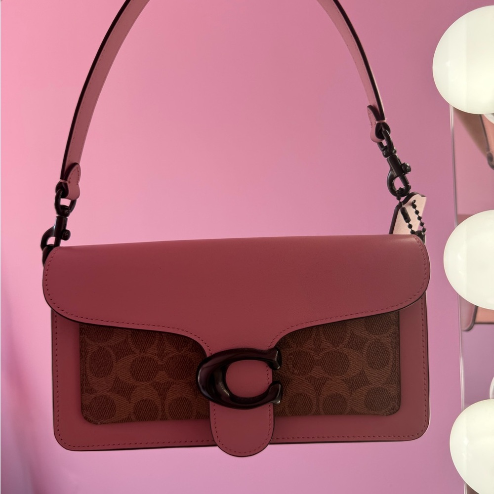 Coach Pink and Brown Tabby Shoulder Bag